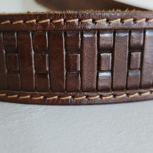 Vintage chocolate brown  textured  Genuine  Leather belt Sz S-M Italy